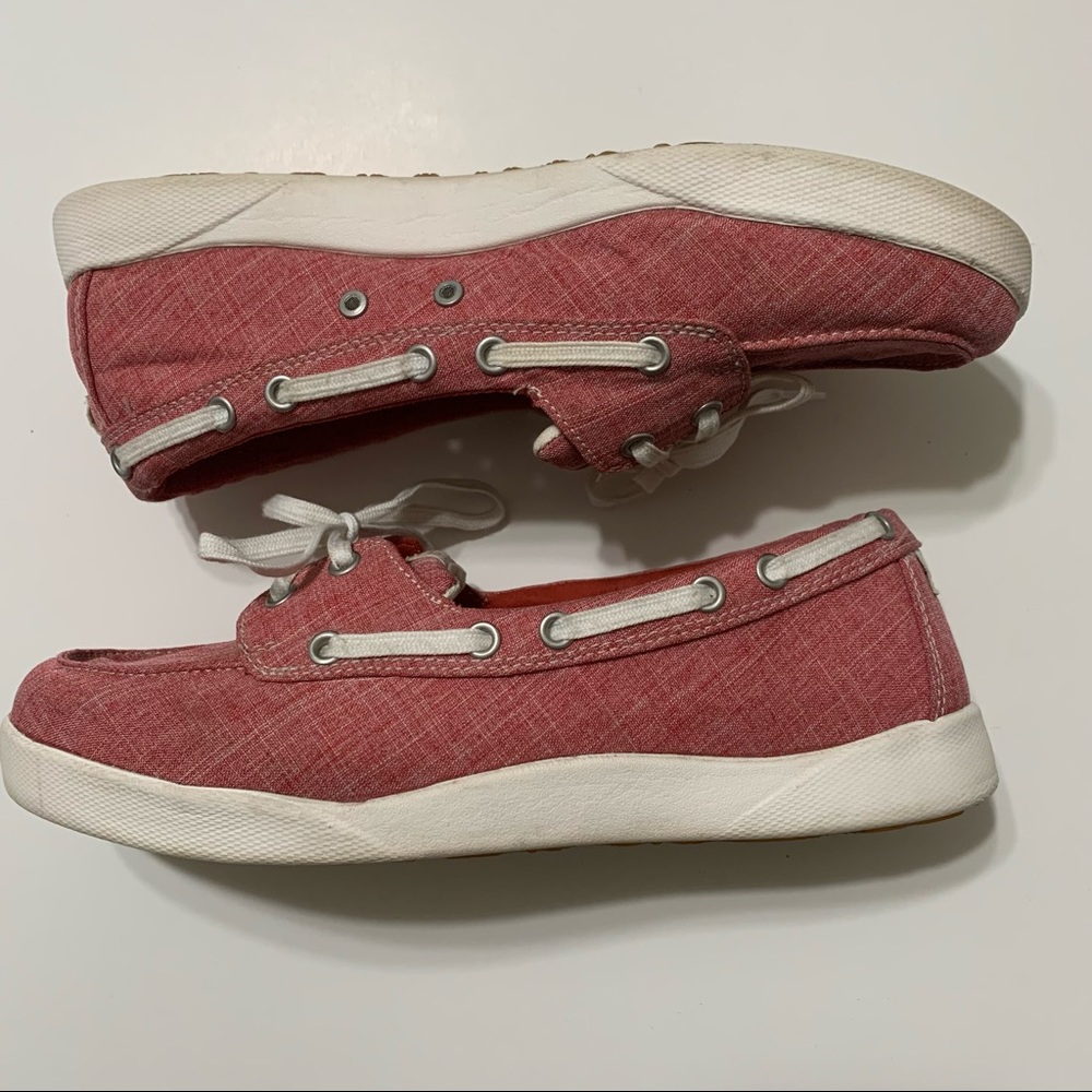 LL Bean Canvas Deck Boat Shoe Loafers Item ID 287089 Red Womens Size 10 Wide - Picture 3 of 7